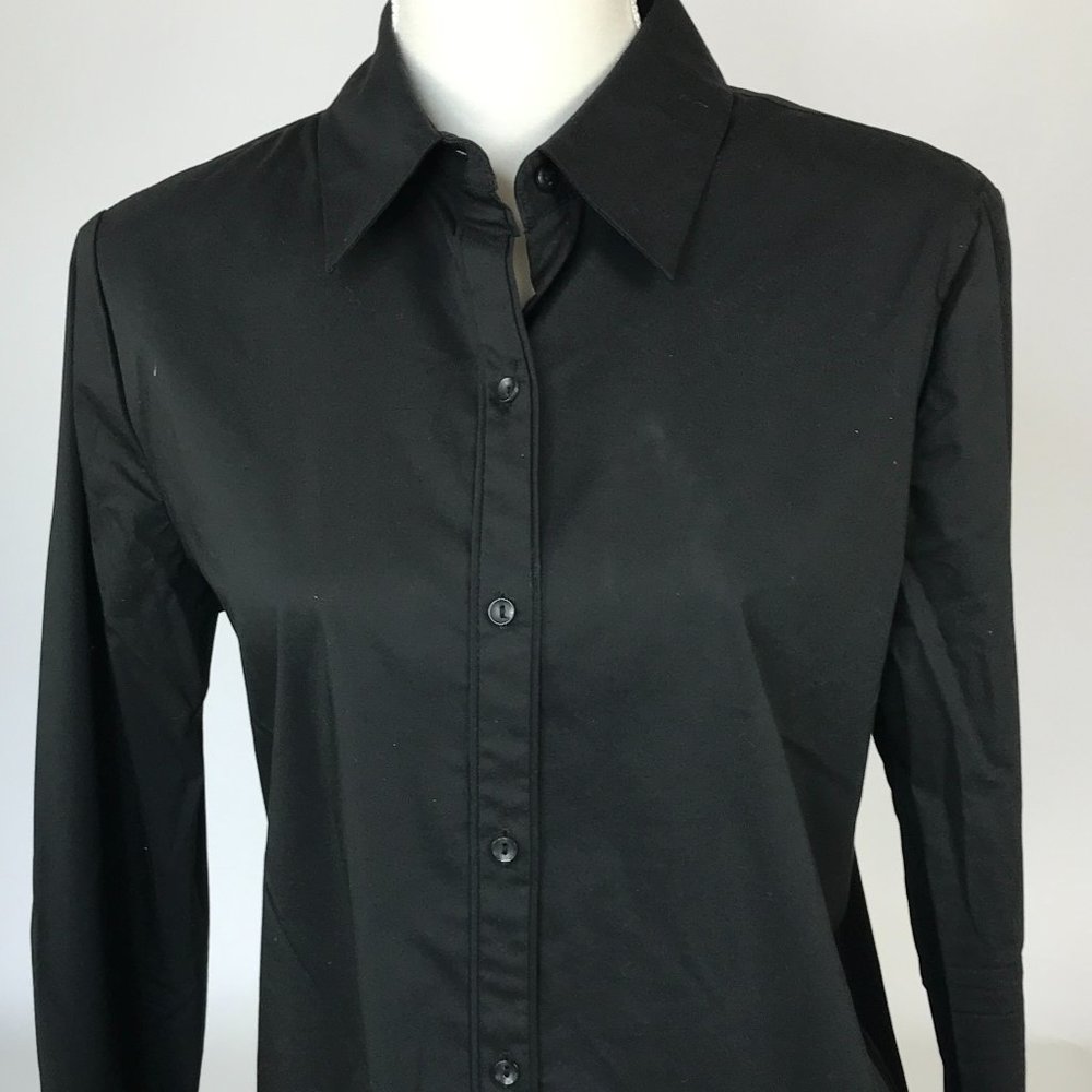 Liz Claiborne long sleeve, cuffed, stretch shirt - black - stretch - size Large